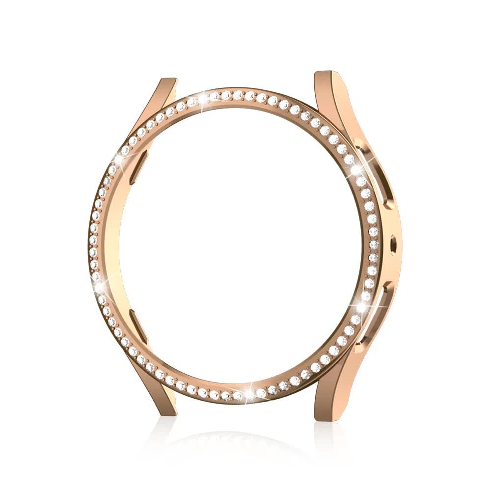 Compatible with Samsung Galaxy Watch 6 5 4 40mm Case PC Single Row Diamond-Coated Shiny Protection Rose Gold Galaxy Watch6 40mm