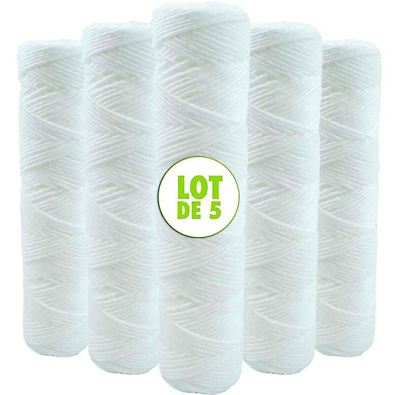 Set of 5 Spiral Water Filter Cartridges Anti-Sediment 10 Inch 254 mm - Compatible with 10 Inch Filters Made in France 5 Microns