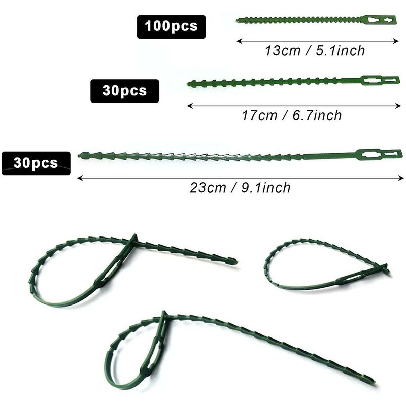 160 pcs Plant Ties Adjustable Garden Ties, Plant Ties and Supports, Helps Support Plants and Shrubs, Flexible Plastic Ties (3 Sizes)