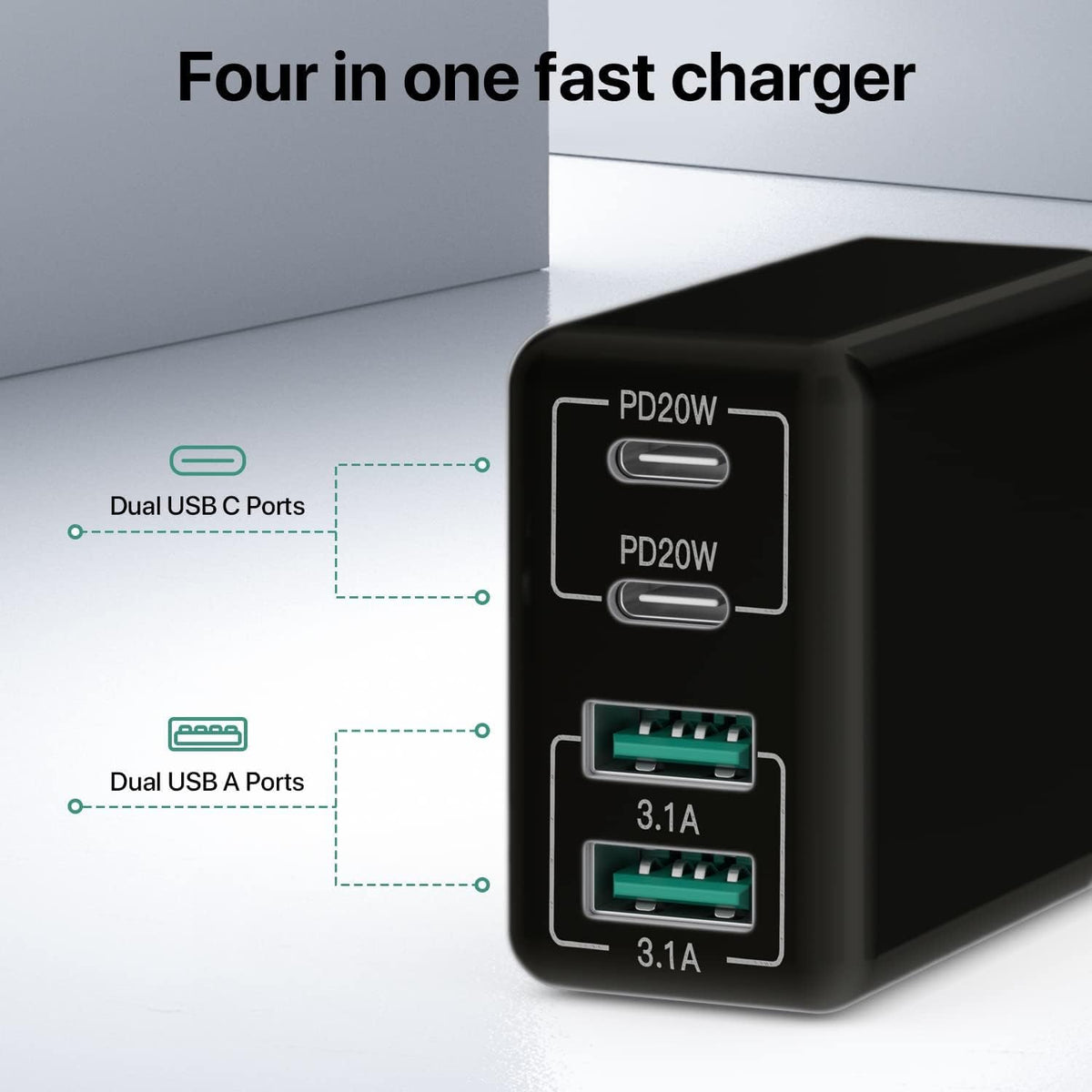 Compatible USB C Charger, 40W USB Multi Fast Charger, Multiple USB Outlets USB Charging Plug Adapter, USB Charger{EE}
