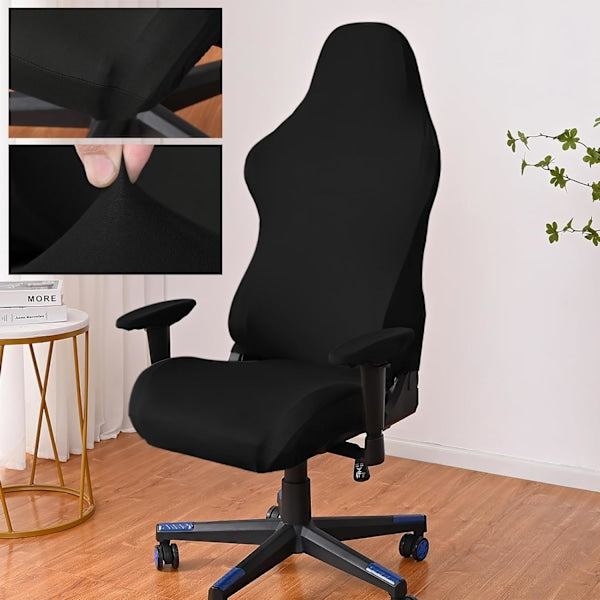 [QD] Gaming chair cover, with armrests, black stretchy chair cover, washable, for gaming chair, computer chair, swivel chair