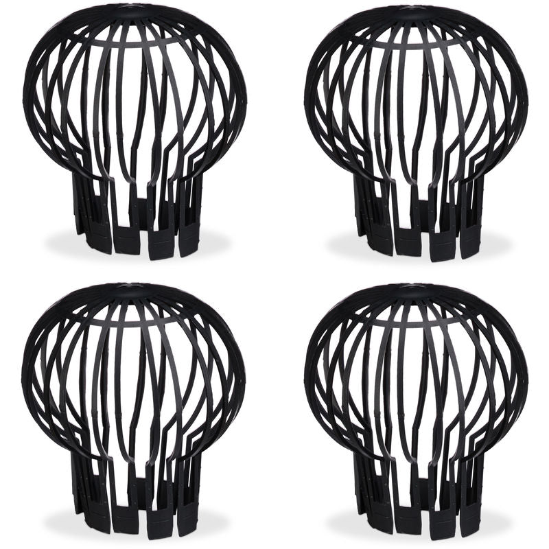Downspout Cover, 4-pack, Plastic Basket, Leaf Catcher for Gutter, Rain Pipe Cover, Gutter Cover, Ø 13 cm, black