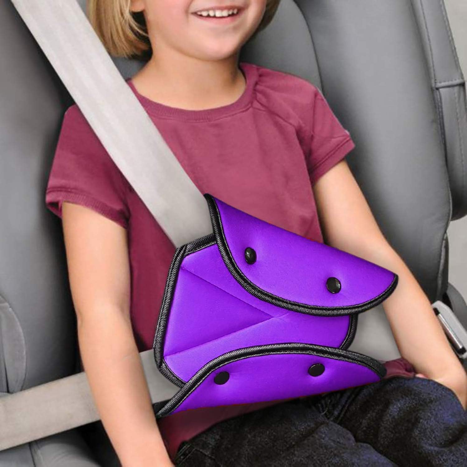 Seat Belt Adjuster - Car Seat Belt Protector (2 pcs, blue, purple)