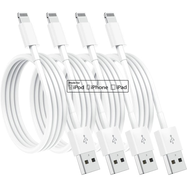 4-Pack Apple MFi Certified Lightning Charging Cable 1.8m – Compatible with iPhone 12/11/X/XR/XS/8/7