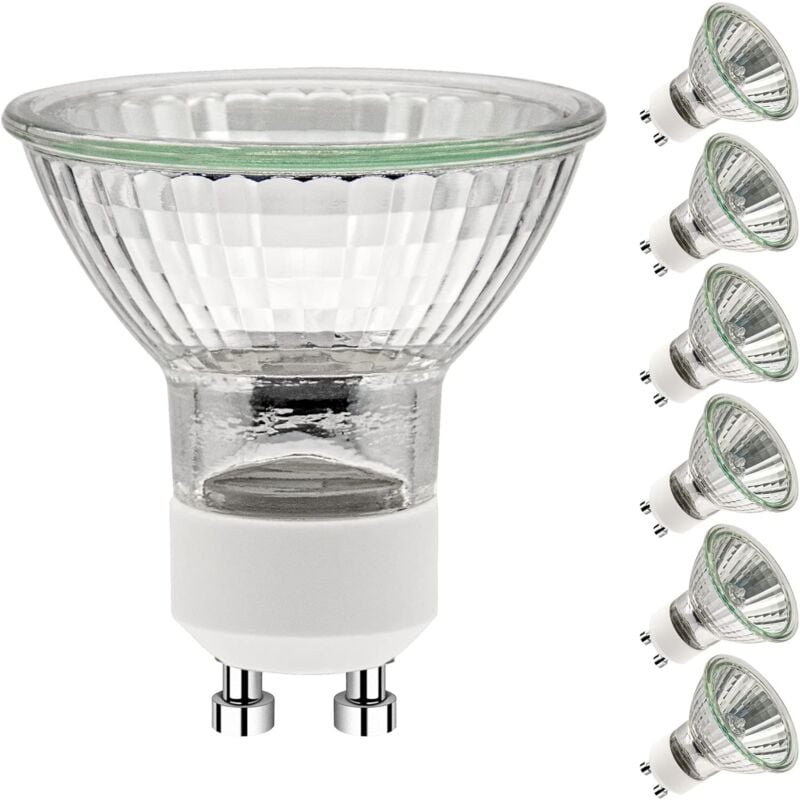 GU10 50W Incandescent Bulbs, GU10 Halogen Bulbs, AC 220V 50W Spot Light, GU10 Halogen 2-Pin Halogen Bulbs 35° Beam Angle 2700K, 6-pack