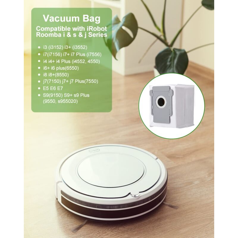 iRobot Roomba i7 i3 i4 i6 j7 i8 S9 E5 E6 E7 Clean Base Vacuum Cleaner Bags, 10-pack