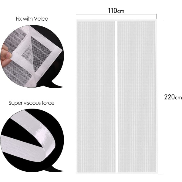 MYCARBON Mosquito Net Door Magnetic Fly Screen Anti-mosquito Net Door (White) 80X200CM