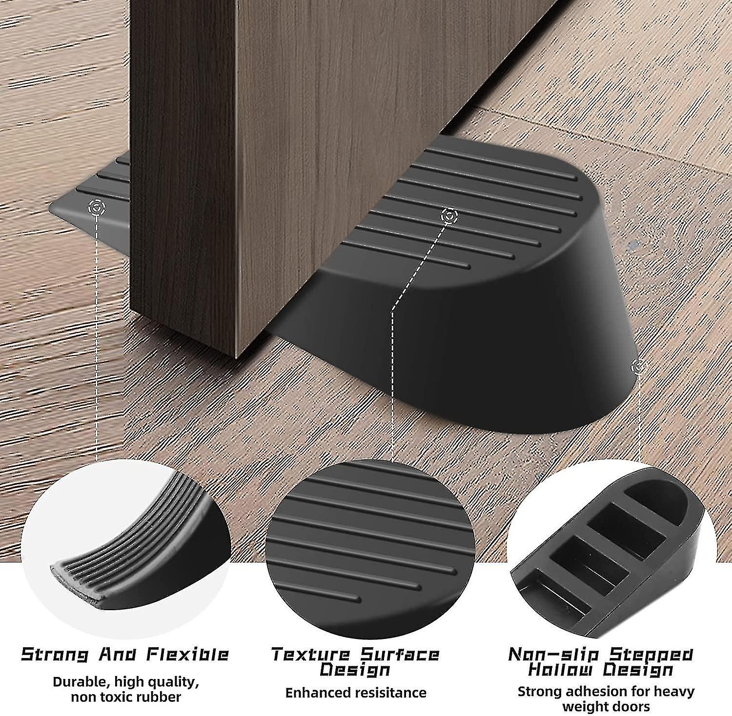 Door Stop, Extra Large Rubber Door Wedges Heavy Duty Black Door Stops Wedge