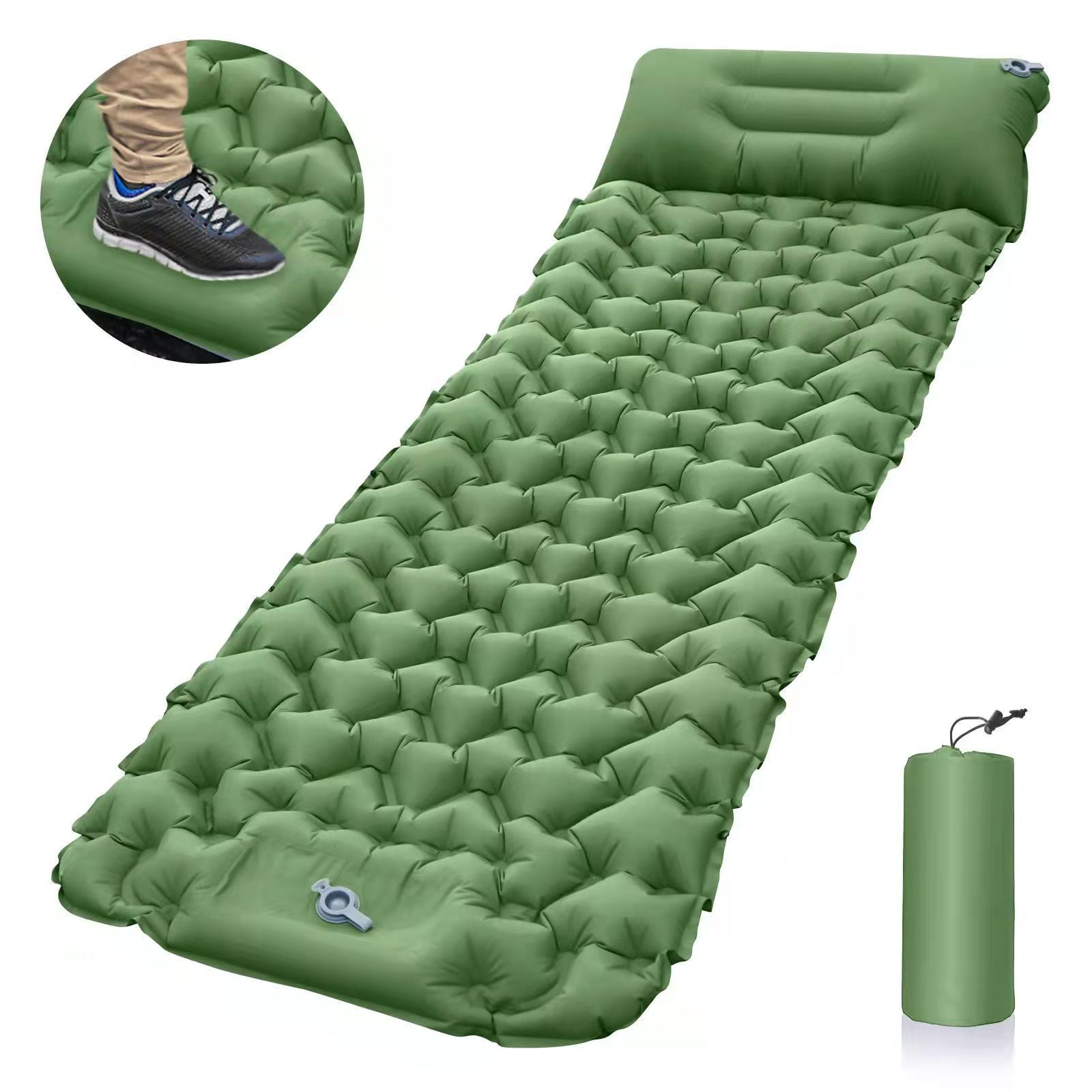 Self-Inflating Camping Mattress: Thick Lightweight Single Camping Mattress Inflatable and Attachable Double Camping Mat and Compact Inflatable Olive Green