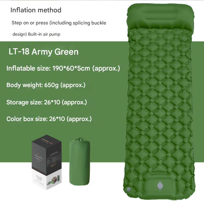 Self-Inflating Camping Mattress: Thick Lightweight Single Camping Mattress Inflatable and Attachable Double Camping Mat and Compact Inflatable Olive Green