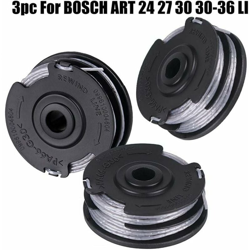 Set of 3 spools for Bosch grass trimmer Art 24 27 30 30-36 Li 18 M 1.65 mm.