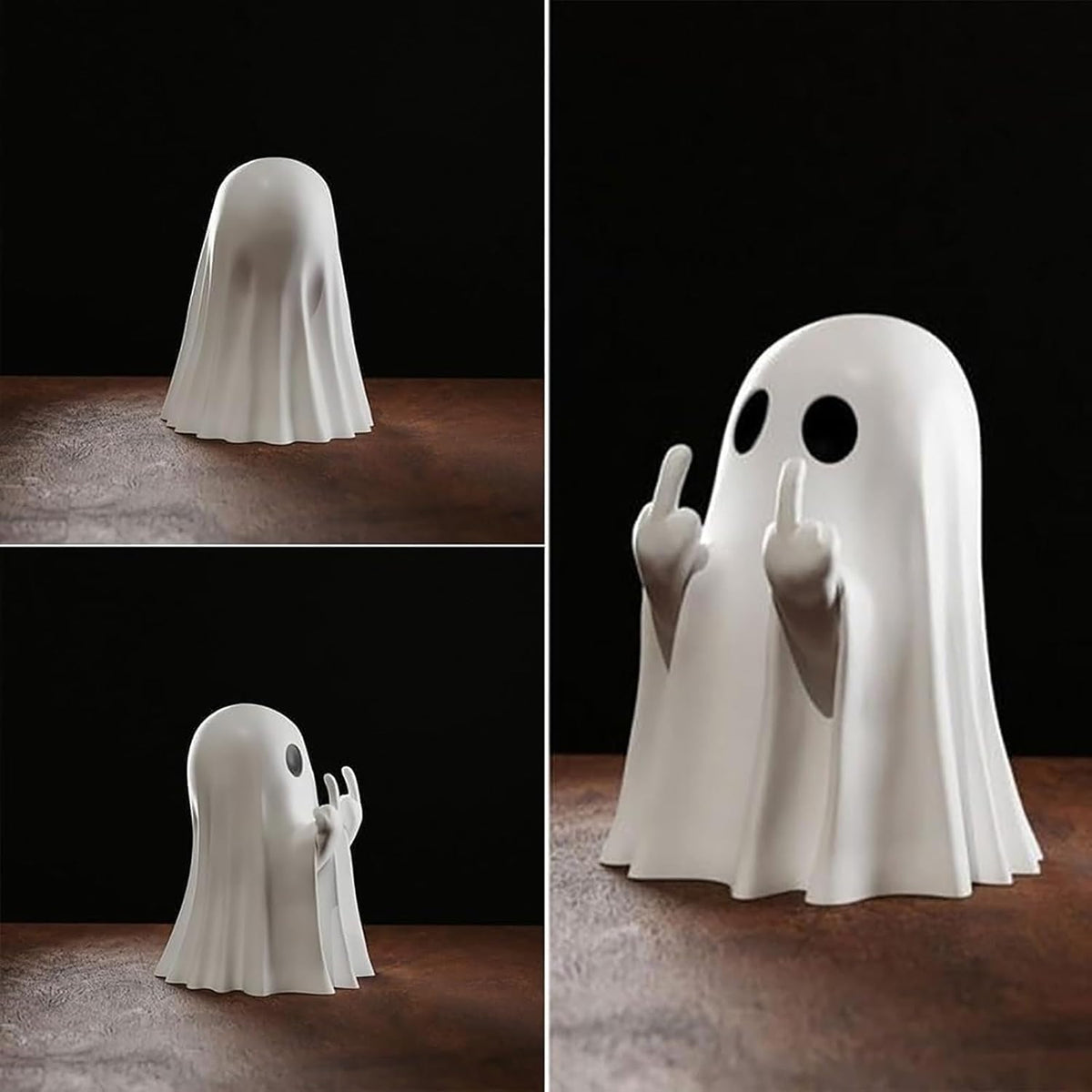 Ghost with Middle Finger, Resin Statue, Cheeky Halloween Ghost Figure, Funny Halloween Ghost Ornament, 2024 New Scary Ghost Sculpture