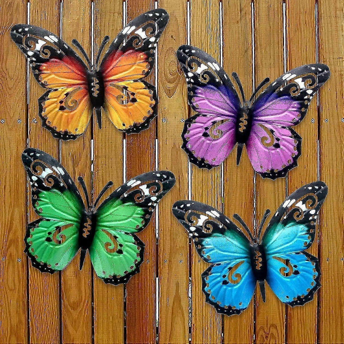 10.6\" Metal Butterfly Wall Decor, Butterflies Indoor Outdoor Hanging Wall Art for Patio Garden Yard Fence Home Living Room