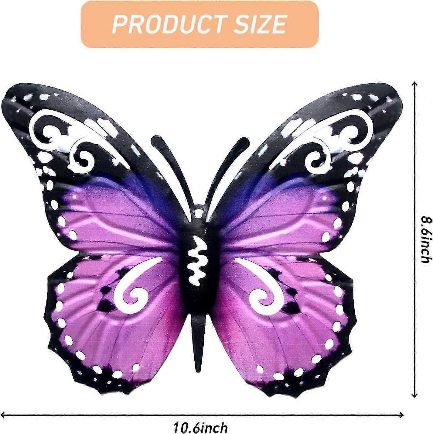 10.6\" Metal Butterfly Wall Decor, Butterflies Indoor Outdoor Hanging Wall Art for Patio Garden Yard Fence Home Living Room