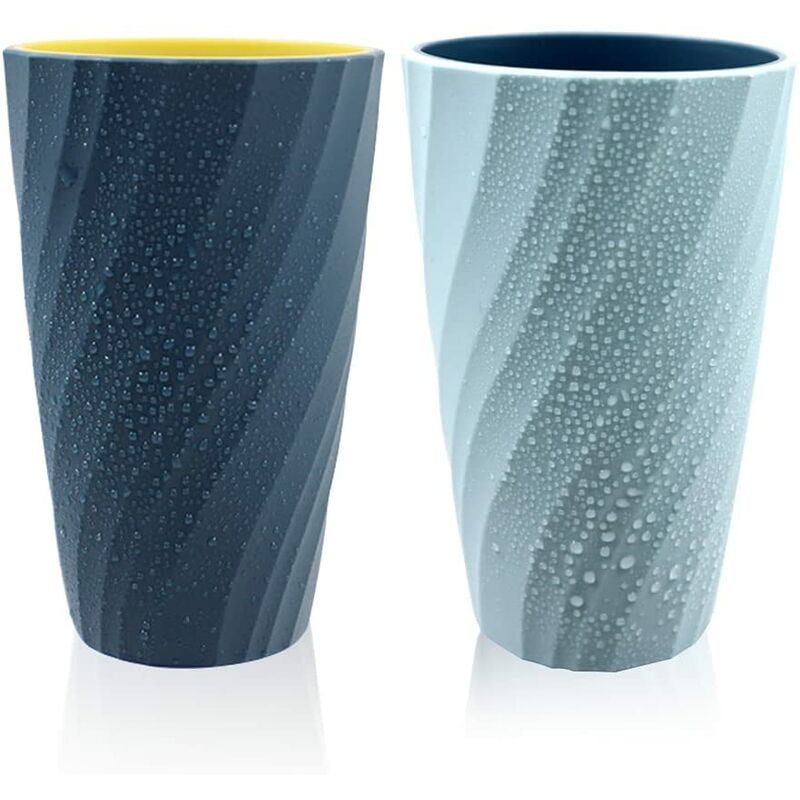Bathroom Mugs, Unbreakable, Soft, Durable, Bathroom Cup, Toothbrush Holder (Light Blue &amp; Dark Blue)