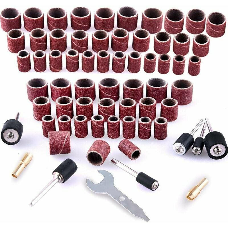 531-piece sanding roller set for Dremel rotary tools, compatible with Dremel, includes 504 sanding rollers, 24 roller sleeves, 2 self-locking chucks 1 wrench