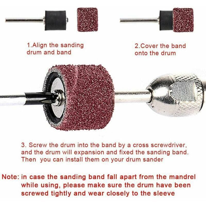 531-piece sanding roller set for Dremel rotary tools, compatible with Dremel, includes 504 sanding rollers, 24 roller sleeves, 2 self-locking chucks 1 wrench