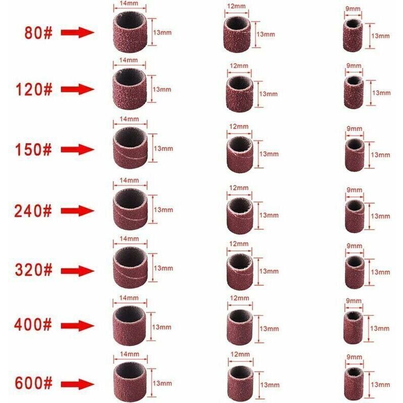 531-piece sanding roller set for Dremel rotary tools, compatible with Dremel, includes 504 sanding rollers, 24 roller sleeves, 2 self-locking chucks 1 wrench