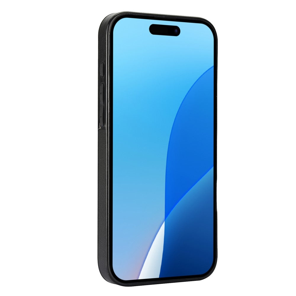 iPhone 16 Pro Case with Card Slot Leather Black