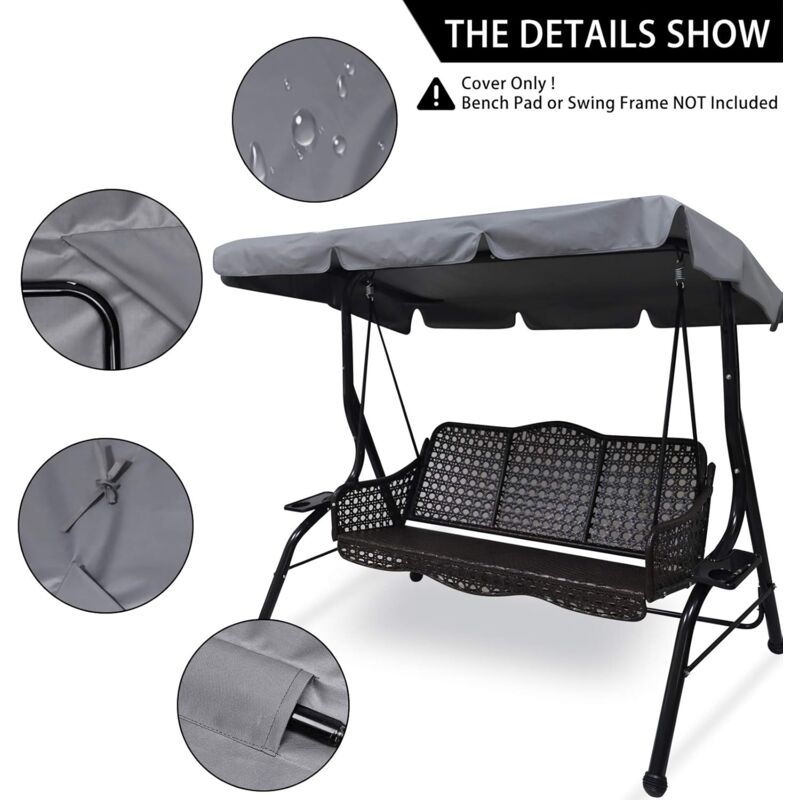 Universal Waterproof Swing Cover Replacement for 3-Seater Garden Swing, UV Protection