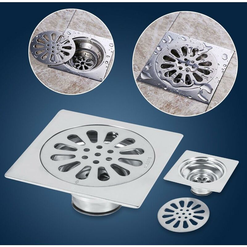 Thick Stainless Steel Floor Drain Anti-odor Square Shower Drain for Bathroom 100 100mm (Style : 3)