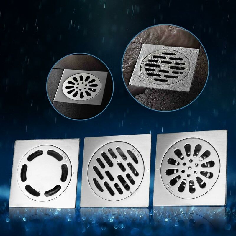 Thick Stainless Steel Floor Drain Anti-odor Square Shower Drain for Bathroom 100 100mm (Style : 3)