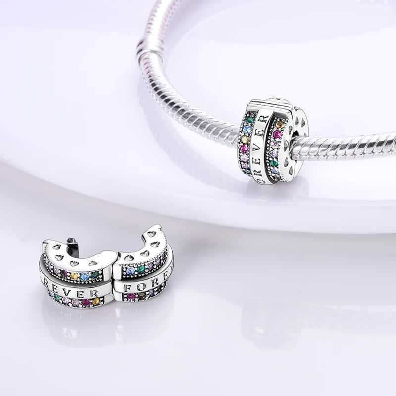 925 Sterling Silver Clip Charms Safety Chain Charm Silicone Stopper Bead Fit Jewelry Making For Bracelet T Diy PTC512