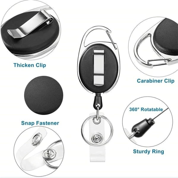 Keychain Retractable 3 ID Cards Yo-Yo, Retractable ID Card Holder Keychain Key Ring Key Tag Retractable for Keys, Card Holder ID Card Holder