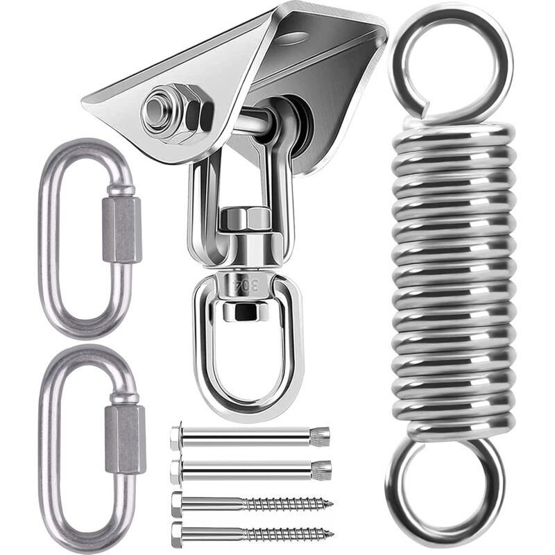 Ceiling Mount Hanging Chair Spring, Hammock Hanging Hooks Kit Stainless Steel 360° Rotation Ceiling Mount up to 450 kg