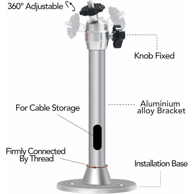 Projector Ceiling Mount, 3kg Load Capacity, 360° Rotation, 90° Tilt Angle, Ceiling and Wall Mount for Mini Projector - Made of Aluminum