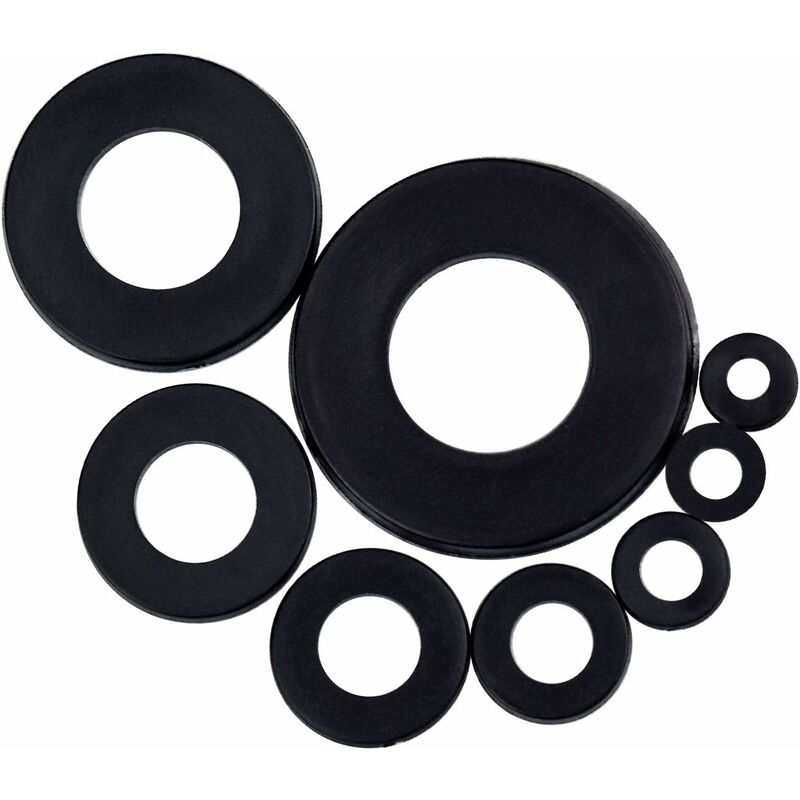 500pcs Black Plastic Washers Lock Washers Fasteners, Self-Locking Washer Assortment Mechanical Washer M2.5 M3 M4 M5 M6 M8 M10