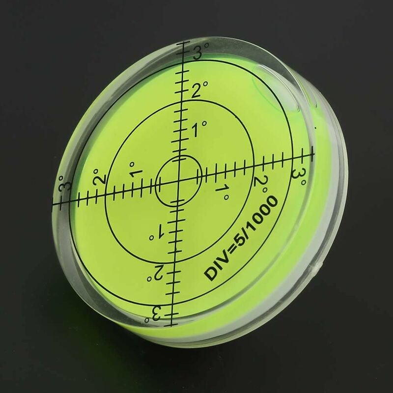 Round spirit level, 60mm diameter measuring tool, round vial with scale for balancing camera equipment