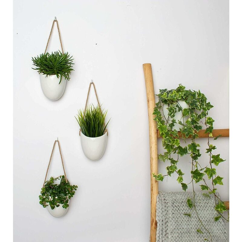 Set of 3 white ceramic wall pots - Fei Yu