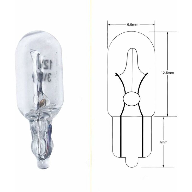 10pcs T6.5 Car Dashboard Bulb 3W Indicator Light 12V Side Lights Car Accessories