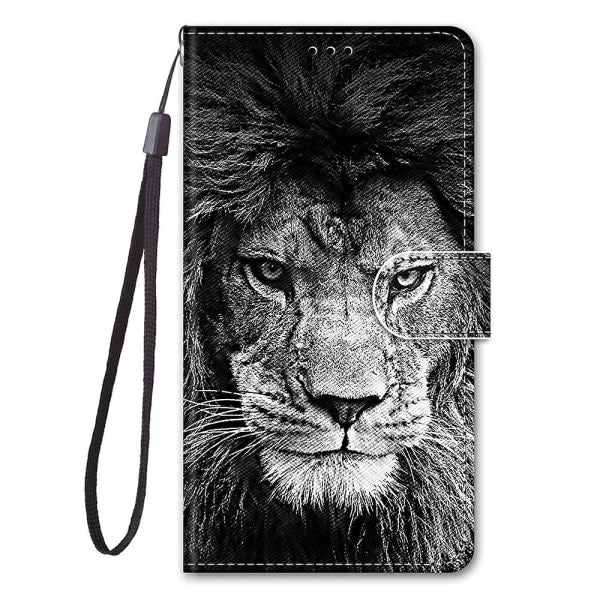 Case for Samsung Galaxy A52s 5g Creative Pattern Tui Magnetic Card Holder Wallet - Lion