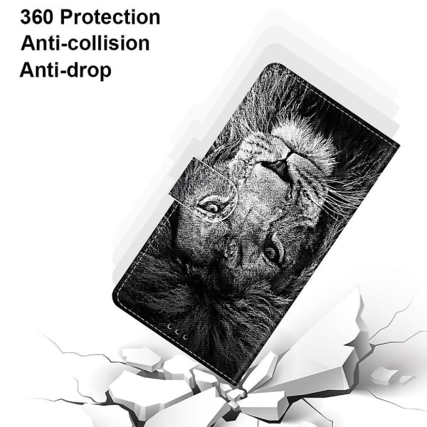 Case for Samsung Galaxy A52s 5g Creative Pattern Tui Magnetic Card Holder Wallet - Lion