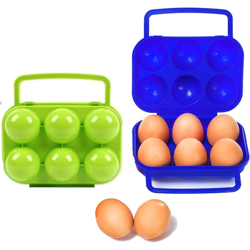 Portable Plastic Egg Carton 6 Compartments Foldable Egg Storage Box Large Capacity Egg Box Egg Holder Organizer for Refrigerator and Crisper