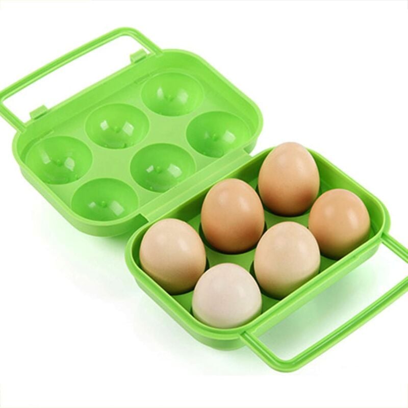 Portable Plastic Egg Carton 6 Compartments Foldable Egg Storage Box Large Capacity Egg Box Egg Holder Organizer for Refrigerator and Crisper