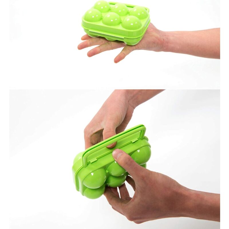 Portable Plastic Egg Carton 6 Compartments Foldable Egg Storage Box Large Capacity Egg Box Egg Holder Organizer for Refrigerator and Crisper