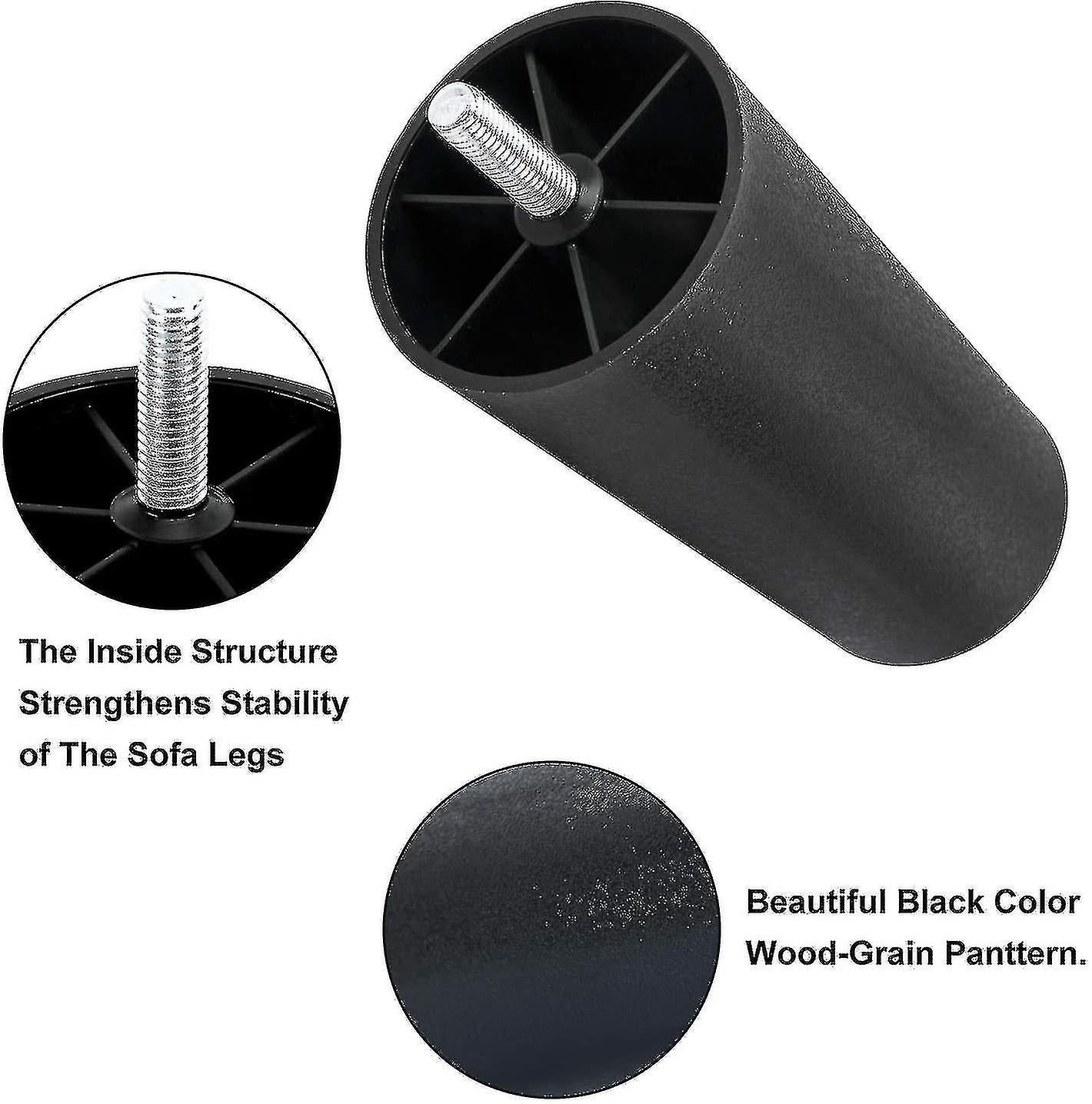 Plastic Sofa Legs, 4-Pack Replacement Sofa Legs Furniture Legs with Mounting Plates—yux