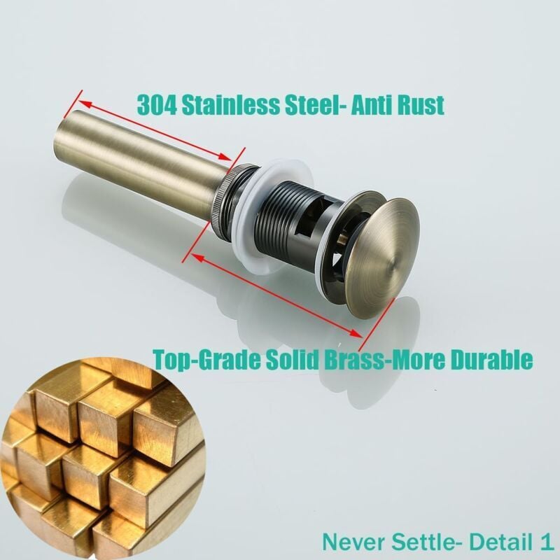 G1 1/4\" Pop-up Retro Sink Plug Waste Click-clack Drain with Overflow Bronzed Brass Universal Sink Drain Valve Basin Siphon - with Overflow