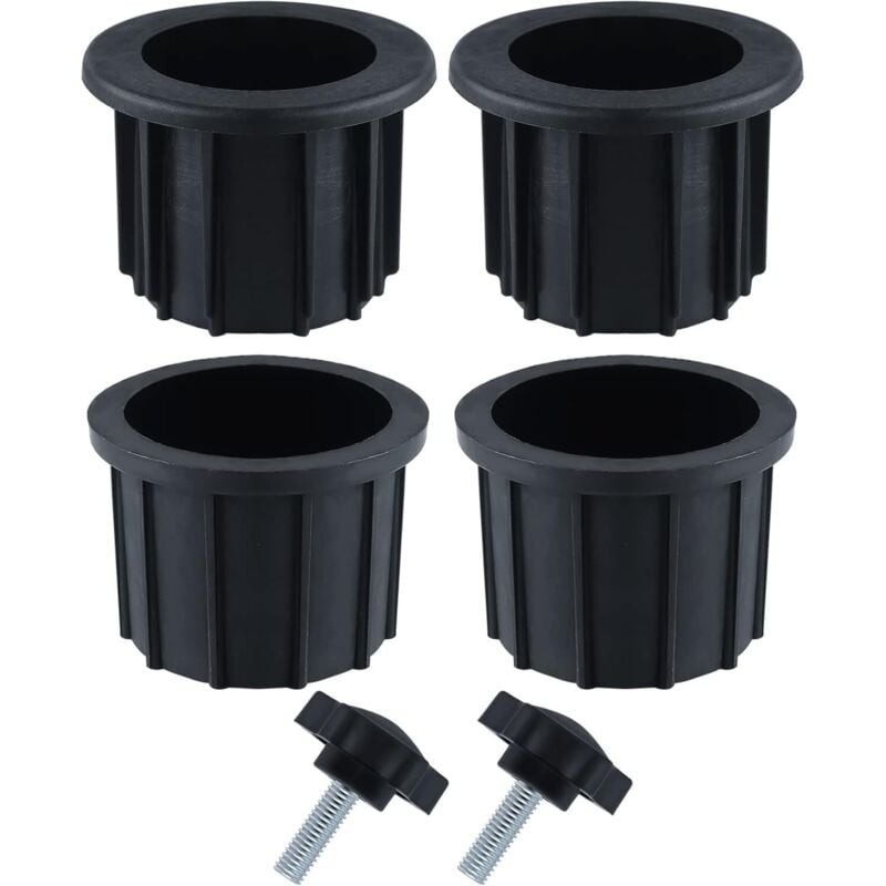 6-piece balcony parasol accessory set - 4 umbrella hole rings and 2 hand screws, black - Compatible with outdoor tables and terraces