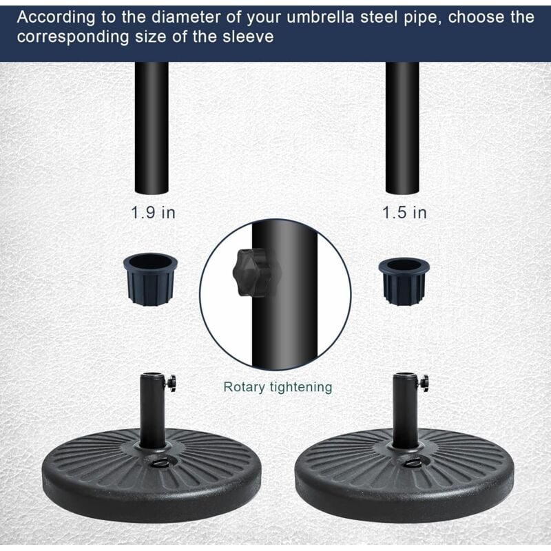 6-piece balcony parasol accessory set - 4 umbrella hole rings and 2 hand screws, black - Compatible with outdoor tables and terraces
