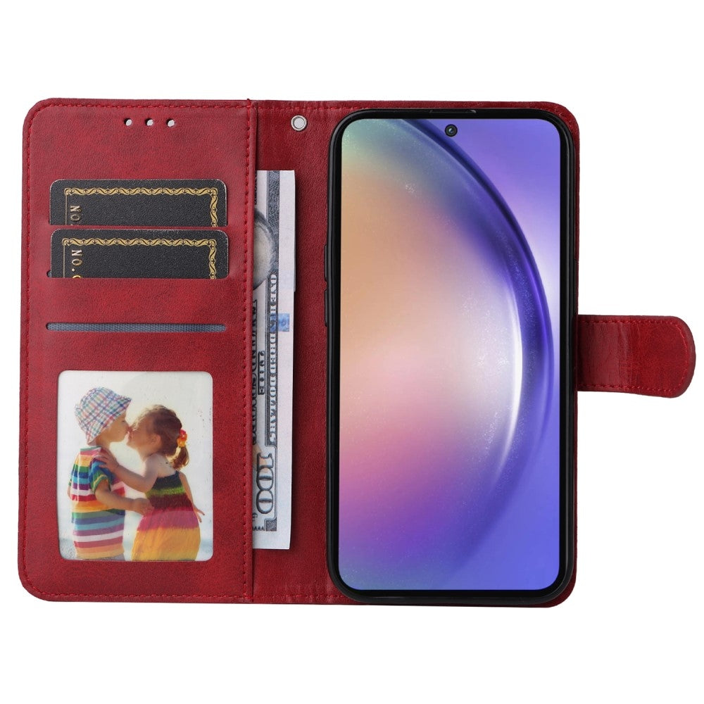 SKALO Samsung A55 5G PU Leather Wallet Case - Multiple Colors Red