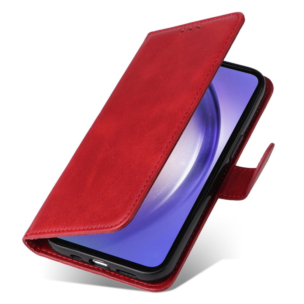 SKALO Samsung A55 5G PU Leather Wallet Case - Multiple Colors Red