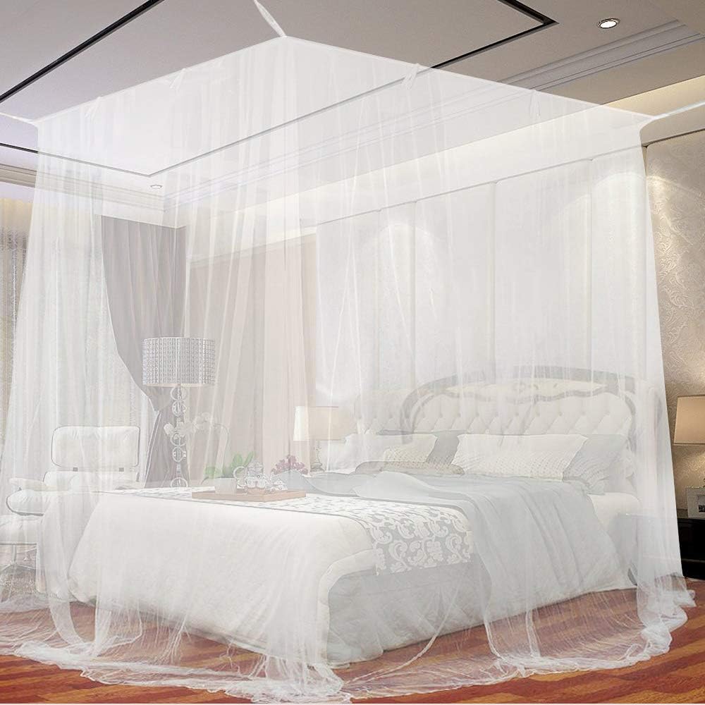 Mosquito net, large mosquito net with frame for king size bed, mosquito net for indoor and outdoor use (200 x 220 x 210 cm)