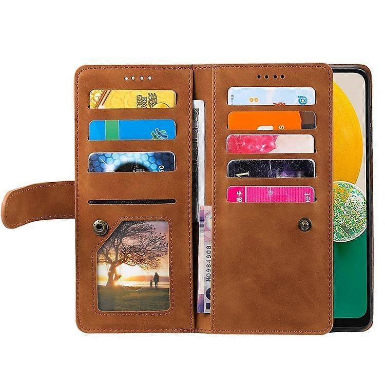 Compatible Case for Samsung Galaxy A26 5G PU Leather Phone Case with Zipper Wallet 9 Card Slots-Perfect Brown