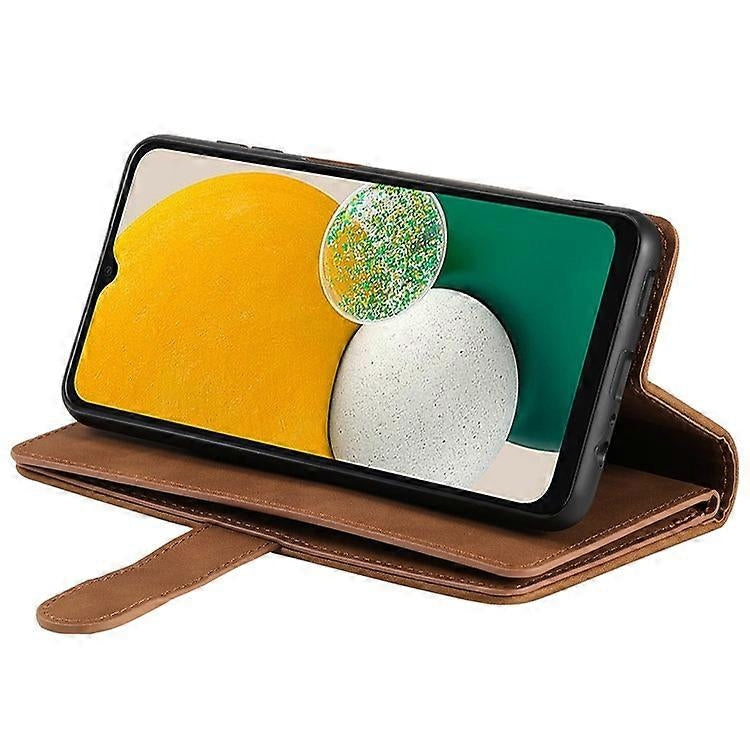 Compatible Case for Samsung Galaxy A26 5G PU Leather Phone Case with Zipper Wallet 9 Card Slots-Perfect Brown