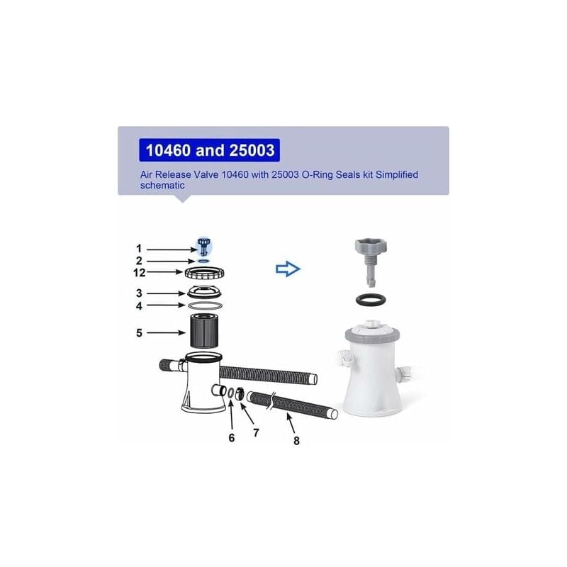 10460 Air Release Valve with O-Ring Replacement for Intex Filter Pumps 2811CA 2811EH 28121EH 10264