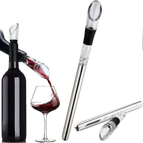 2-pack Wine Cooler Wine Bottle Cooler Stainless Steel Wine Chiller Wine Decanter with Wine Aerator
